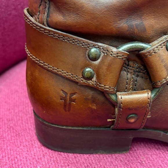 Frye Tan Brown Leather Harness Ankle Boots - Picture 2 of 10